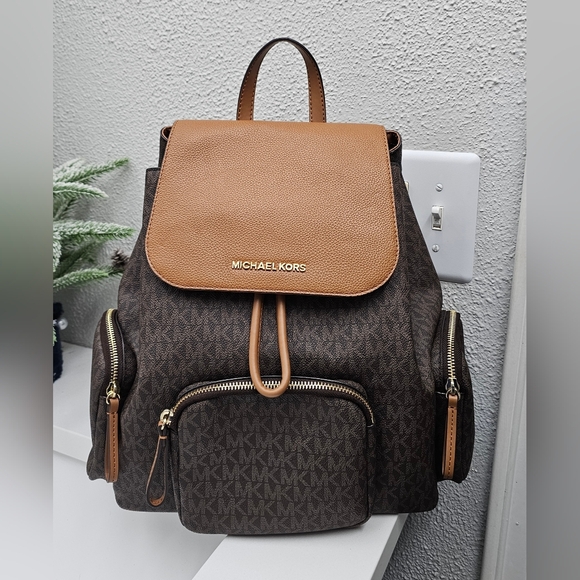 Michael Kors Abbey Signature Brown and Tan Backpack main image 6